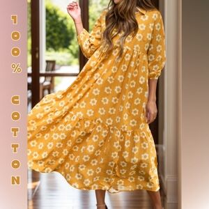 Gold Daisy Cottage Dress